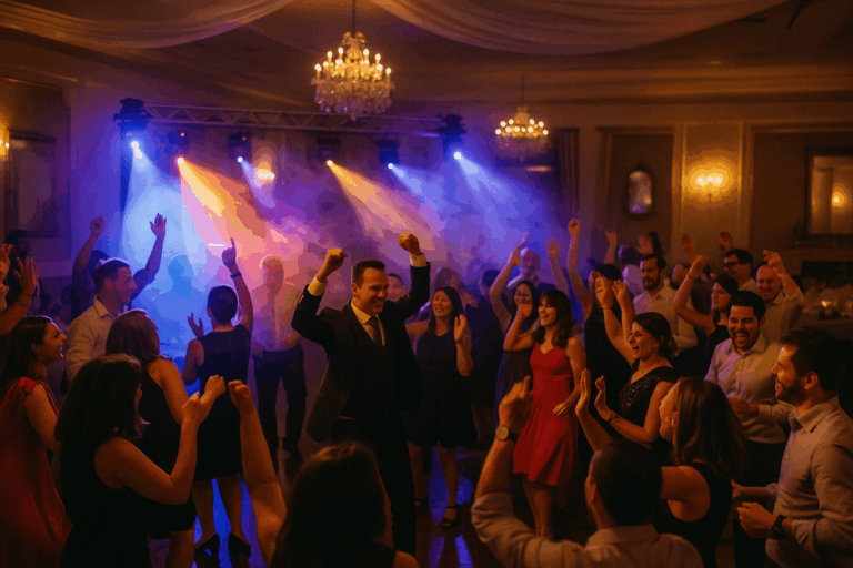 Marié qui dansent sur la musique du DJ mariage 77